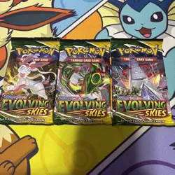 Pokemon TCG Evolving Skies Booster Packs Lot Of 3 Sealed + 2 Random Packs - Image 1