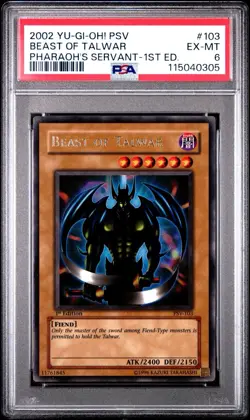 2002 Yu-Gi-Oh! Beast Of Talwar Pharaoh's Servant PSV 1st Edition Ultra PSA 6 - Image 1