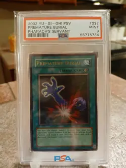 2002 Yugioh Premature Burial PSA 9 PSV Pharoah's Servant #037 Unlimited OG - Image 1