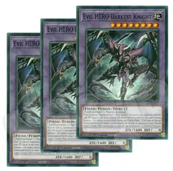 Yugioh - Evil HERO Darkest Knight x 3 - 1st Edition NM - Plus Free Holo Card - Image 1