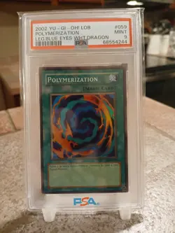 2002 Yugioh Polymerization PSA 9 Original Print LOB-059 Super Rare Unlimited OG - Image 1