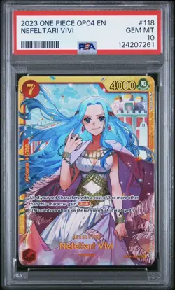 2023 ONE PIECE OP04-KINGDOMS OF INTRIGUE #118 NEFELTARI VIVI PSA 10 - Image 1