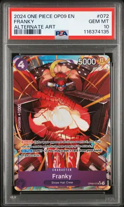 2024 ONE PIECE OP09-EMPERORS IN THE NEW WORLD ALTERNATE ART #072 FRANKY PSA 10 - Image 1