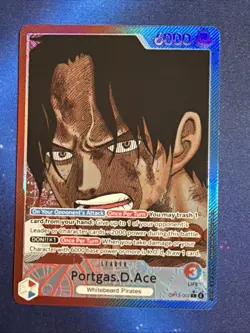 One Piece CCG Portgas D. Ace Alt Art Leader OP13-002, English, Near Mint Single - Image 1