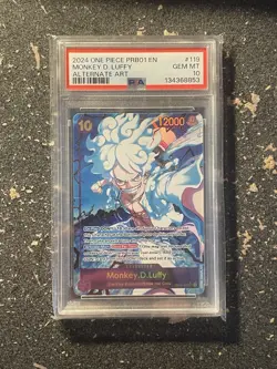 One Piece PRB01 Monkey D. Luffy PSA10 OP05-119 SEC Alt Art -The Best- English - Image 1