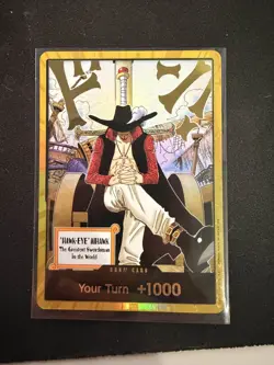 Dracule Mihawk OP14 Gold Don!! Azure Sea's Seven One Piece Card English NM - Image 1