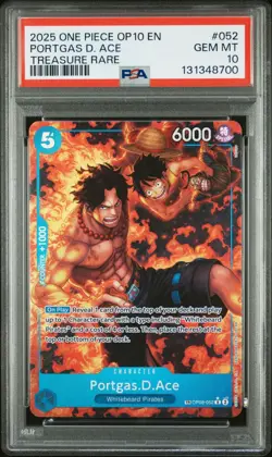 2025 ONE PIECE OP08-052 ROYAL BLOOD PORTGAS D ACE TREASURE RARE PSA 10 GEM MINT - Image 1