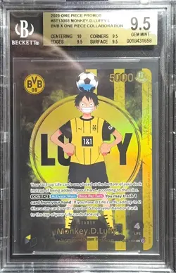 2025 ONE PIECE PROMO BVB X ONE PIECE MATCH DAY '25 MONKEY D. LUFFY BGS 9.5 - Image 1