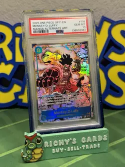 One Piece PSA 10 GEM MINT Monkey.D.Luffy MANGA OP11-118 A Fist of Divine Speed - Image 1