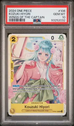 Kouzuki Hiyori OP06-106 SR PSA 10 Wings Of The Captain One Piece Slab - Image 1
