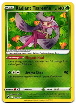 Radiant Tsareena 016/195 - Silver Tempest Radiant Rare Pokemon TCG - NM Card - Image 1