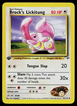 Pokemon Card - Brock's Lickitung Gym Heroes 41/132 Uncommon 1st Edition - Image 1