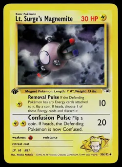 Pokemon Card - Lt. Surge's Magnemite Gym Heroes 50/132 Uncommon 1st Edition - Image 1
