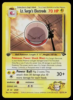 Pokemon Card - Lt. Surge's Electrode Gym Challenge 52/132 1st Edition - Image 1