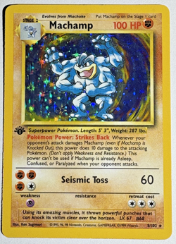 Pokemon TCG Machamp 1st Edition Rare Holo Card #8/102 Base Set - Image 1