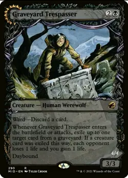 X 1 Graveyard Trespasser /Graveyard Glutton Showcase NM-M Midnight Hunt 290 MTG - Image 1