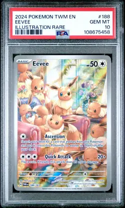 2024 POKEMON TWM EN TWILIGHT MASQUERADE ILLUSTRATION RARE # 188 EEVEE PSA 10 - Image 1