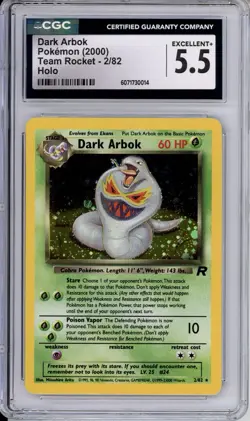 CGC 5.5 Dark Arbok Pokemon Vintage Team Rocket Holo 2/82 - Image 1