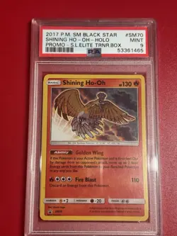 2017 POKEMON SM BLACK STAR PROMO #SM70 SHINING HO-OH-HOLO PSA 9 - Image 1