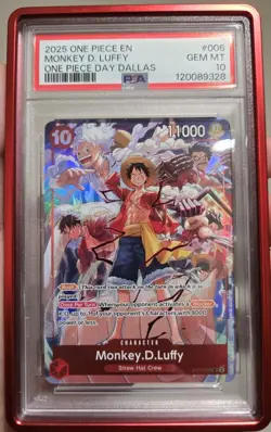 2025 ONE PIECE ST10-006 MONKEY D LUFFY ONE PIECE DAY DALLAS PROMO ENGLISH PSA 10 - Image 1