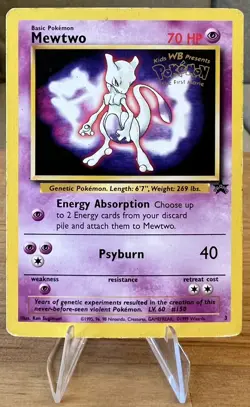 Mewtwo #150 Non-Holo Pokemon Card MP Rare Number 3 Wizards Black Star Promo 1999 - Image 1