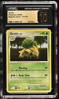 2008 Majestic Dawn Grotle 37/100 Pokemon Card CGC 10 PRISTINE GOLD *POP 7* - Image 1