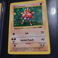 Pokemon Base Set (Shadowless) Holo Rare Hitmonchan Card 7/102 MP/HP - Image 1
