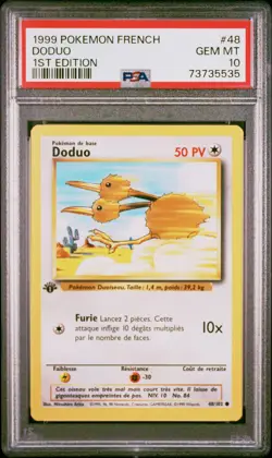 Doduo 48/102 edition 1 Set de base PSA 10 Carte pokemon - Image 1
