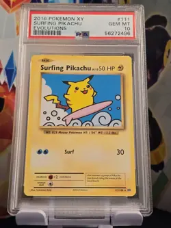 2016 Pokemon XY Evolutions Surfing Pikachu 111/108 Secret Rare PSA 10 GEM MINT - Image 2