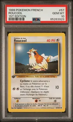 Roucool 57/102 edition 1 Set de base PSA 10 Carte pokemon - Image 1