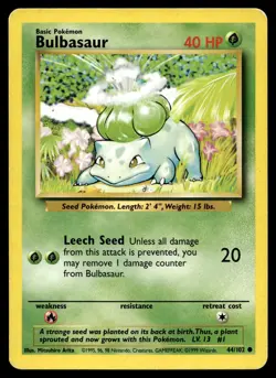 BULBASAUR 44/102 COMMON BASE SET POKEMON - Image 1