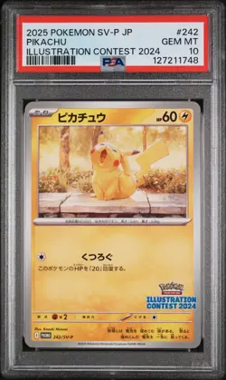 PSA 10 - Pikachu - SV-P 242 Promo - Japanese Pokemon - Illustration Contest 2024 - Image 1