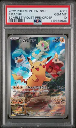 Pokemon Card PSA 10 Pikachu 001/SV-P Promo Japanese Scarlet Violet Preorder 2022 - Image 1