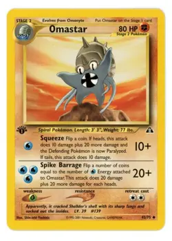 Omastar 43/75 1st Edition Neo Discovery Pokemon Card - Image 1