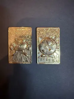 1999 Burger King Pokemon 23k Gold Plated Cards - Poliwhirl & Jigglypuff- 2 Cards - Image 1