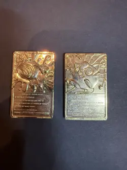 1999 Burger King Pokemon 23k Gold Plated Cards - Poliwhirl & Jigglypuff- 2 Cards - Image 2