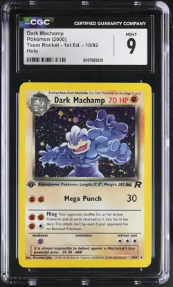 CGC 9 MINT Dark Machamp Team Rocket 1st Edition 10/82 Holo Pokemon Card - Image 1