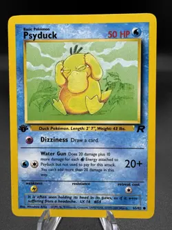 Pokemon TCG Psyduck 65/82 Team Rocket 1st Edition Vintage WoTC LP - Image 1