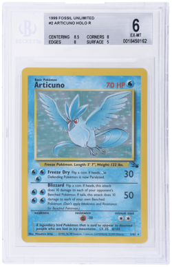 1999 Pokemon Fossil Articuno Holo #2 BGS 6 - Image 1