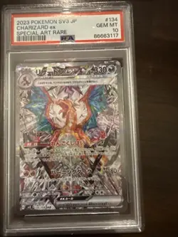 Pokemon PSA 10 Charizard Ex #134 sv3 Ruler Of The Black Flame SAR 2023 Japanese - Image 1