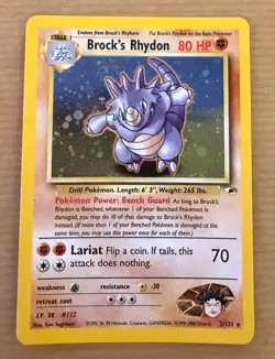 Pokemon TCG Brock's Rhydon Gym Heroes 2/132 Holo Rare WOTC - Image 1
