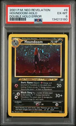 2001 POKEMON NEO REVELATION DOUBLE HOLO ERR #8 HOUNDOOM-HOLO PSA 6 - Image 1