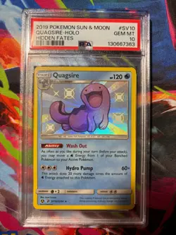 2019 POKEMON SUN & MOON HIDDEN FATES #SV10 QUAGSIRE-HOLO PSA 10 - Image 1