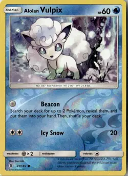2017 SUN & MOON GUARDIANS RISING ALOLAN VULPIX 21/145 REVERSE HOLO - Image 1