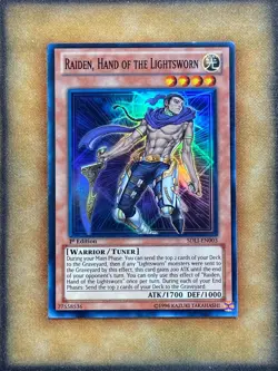 Yugioh Raiden, Hand of the Lightsworn SDLI-EN003 Super Rare 1st Ed LP - Image 1