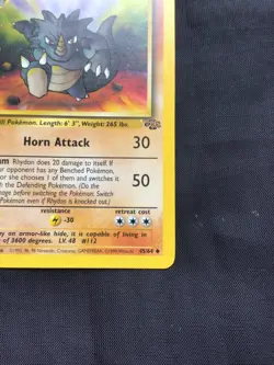 Pokemon Cards: Jungle 1st Edition Uncommon: Rhydon 45/64 - Image 4