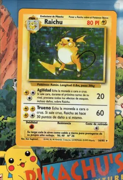 Pokemon TCG Raichu Base Set Holo Card 14/102 Unlimited Holo Rare LP - Image 1
