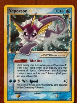 Vaporeon Gold Star Holo Pokemon Card 102/108 2007 EX Power Keepers - Image 3