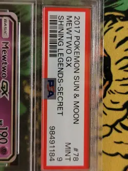 Mewtwo GX Holo Pokemon Card 78/73 Shining Legends 2017 PSA 9 English - Image 3