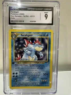 CGC 9 MINT 2000 Feraligatr Neo Genesis 1st Edition 4/111 Holo Pokemon Card - Image 1